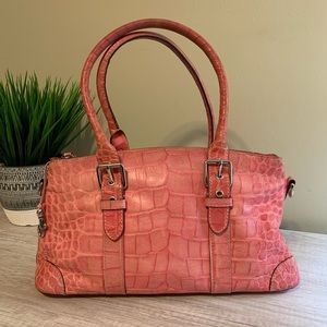Dooney & Bourke Pink Croc Calfskin Leather Satchel